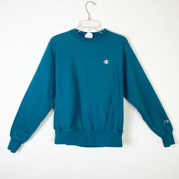 Champion Teal Blue Reverse Weave Crewneck Sweatshirt Size S - Picture 2 of 6